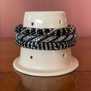 Lily and Laura Bracelets, set of 3, Black & Silver